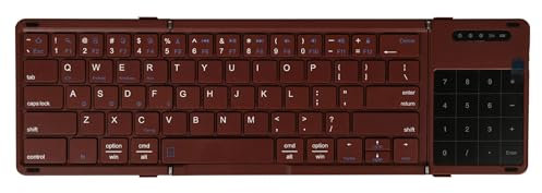 Folding Wireless Keyboard with Touchpad Rechargeable Foldable Bluetooth Keyboards Fit For PC Mac Smartphone Windows iOS Android(V9.0 without BT)