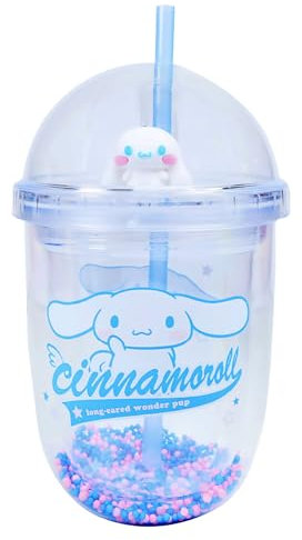 Blue Sky Studios Hello Kitty Bubble Tea Cup, Kawaii Drink Bottle with Straw, Cute Merchandise and Gift - Cinnamoroll