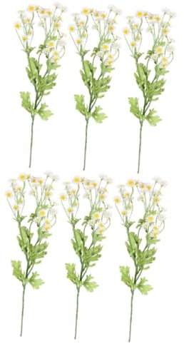 TOPPERFUN 2 Sätze Simulierte Kleine Weiße Chrysanthemen Dekoration Falsche Anordnung Künstliche Kamillenblüte Künstliche Blume Kamille Beflockter Blütenkern 3 Stücke * 2