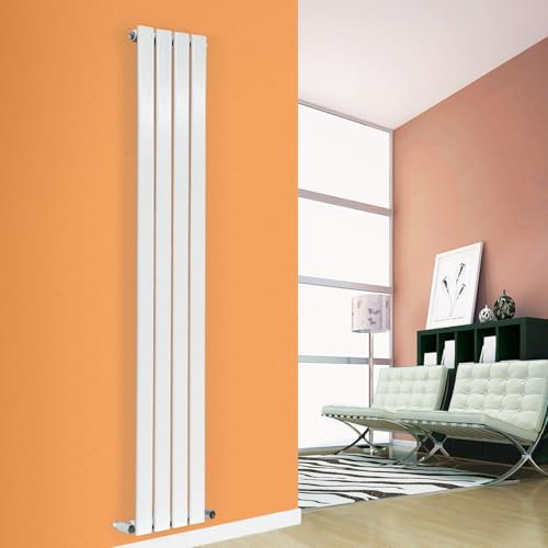 Designer Flat Panel Radiator Horizontal Vertical Modern Central Heating Rads (Single - 1800 x 300mm, White)