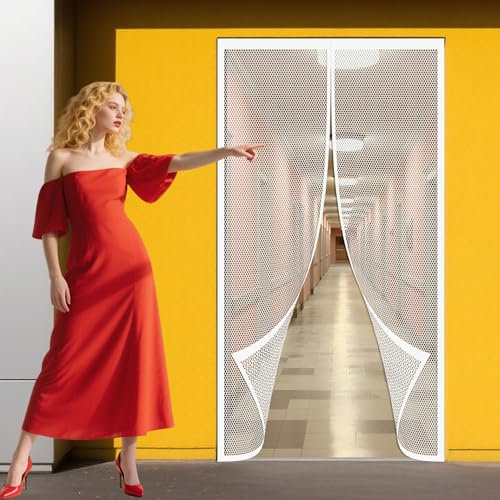 Zanzariera Magnetica per Porte Finestre 82 x 300 cm Upgrade Zanzariera Porta Finestra Traspirante per Bambini e Animali Domestici, Bianco