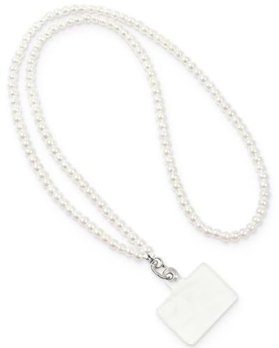 Cordon Téléphone Portable avec 1 Patchs Universels, Cordon Telephone Portable Bijoux, Dragonne Telephone Portable en Perles, Laniere Telephone Portable pour Tous les Smartphones (115 CM)