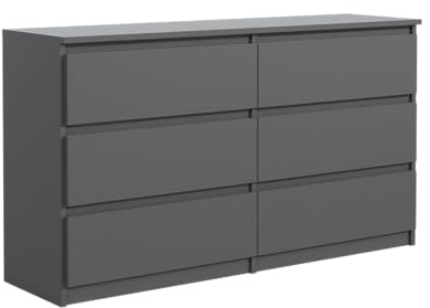 MebLocker Kommode 100 cm, 6 Schubladen, Anthrazit | Sideboard, Wohnzimmer Flur Schlafzimmer, Moderne Schlafzimmermöbel, Kommodenschrank 100x78,5x39 cm