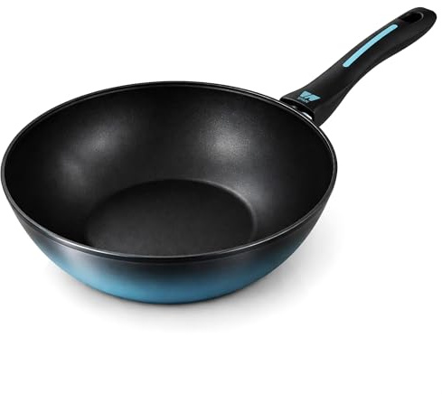 briebe MARE Wok Inducción, Acero Forjado 26 cm, Antiadherente Libre PFOA, Cazuelas Profesionales, Alta Resistencia, Aptas Para Todo Tipo de Fuegos, Fabricada en España
