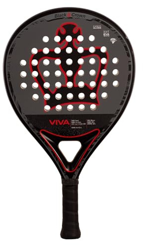 Black Crown Padelschläger Viva - 3K Carbon - SC Black EVA - runde Form - Kontrolle 50 % und Leistung 50 % - Anfänger und Fortgeschrittene - Gewicht 355 - 370 g