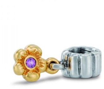 Pandora Damen-Bead Sterling-Silber 925 Blume mit rosa Saphir Kasi 79372PSA