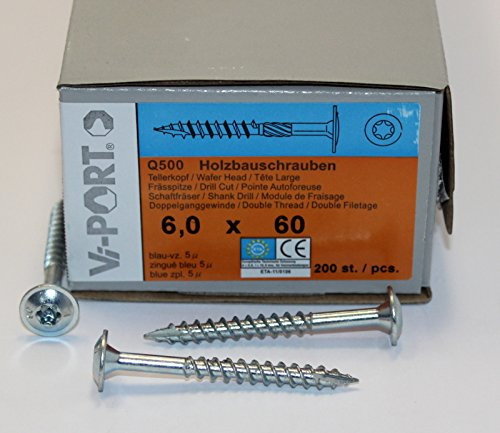 6,0 mm de Port de vi® Assiettes Vis à tête Torx 30 construction bois Vis de 40–160 mm Longueur au choix
