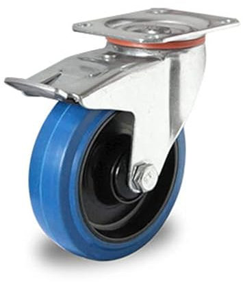 Rollensatz 2 Lenkrollen mit Feststeller + 2 Bockrollen 125 mm Elastik Blue Wheels