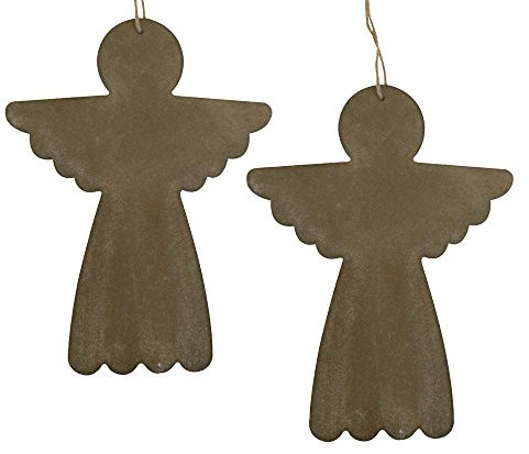 Deko Engel Set Weihnachtsengel Hängedeko Holz Braun Patiniert 2-Stück