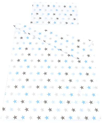 BABYLUX Bettwäsche Bezug 2 Tlg. 100 x 135 cm Kinderbettwäsche Bettwäsche Bettset Babybettwäsche (94. Sterne Blau)