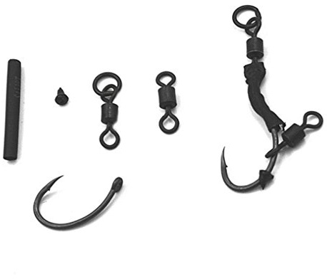 NEWSHOT 10 Set Ronnie Rigs -Teflon Barbed Hook Quick Change Swivels Hook Stops Shrinking Tube Made Hair Combi Rig Carp Pop Up Coarse Fishing