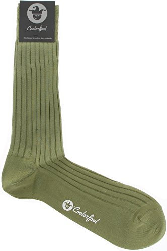 Coolorfool Calzini filo di Scozia di lusso da uomo e da donna - 100% cotone pregiato cachi 35/37