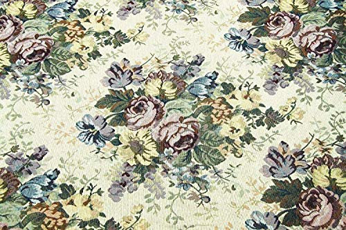 Russo Tessuti Tessuto Gobelin Floreale Grande Classico Verde Bordeaux 50 x 280 cm