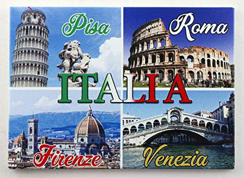 World By Shotglass Kühlschrankmagnet, Motiv: italienische Städte, Collage, Souvenir, 6,3 x 8,9 cm