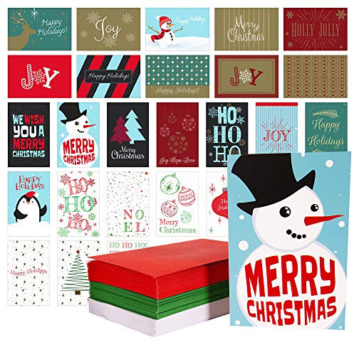 Red Robin Greetings Weihnachtskarten-Set mit roten, grünen und weißen Umschlägen; innen blanko (108 Weihnachtskarten), modern, traditionell, tolle Auswahl an Weihnachtskarten