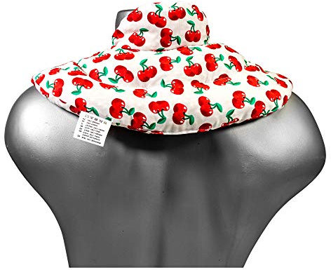 Nackenhörnchen mit Stehkragen cherry-white - Dinkelkissen - Nackenkissen Wärmekissen - Körner-Dinkel-Kissen Nacken Schulter