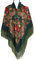 157,5 x 157,5 cm, übergroßer Damen-Schal, traditioneller Retro-Schal mit Quasten, Fransen, floraler Poncho-Schal, bedruckt, Schal, Dunkelgrün
