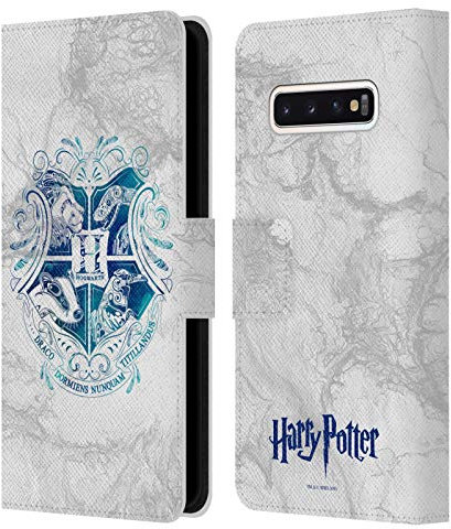 Head Case Designs Licenciado Oficialmente Harry Potter Hogwarts Aguamenti Deathly Hallows IX Carcasa de Cuero Tipo Libro Compatible con Samsung Galaxy S10