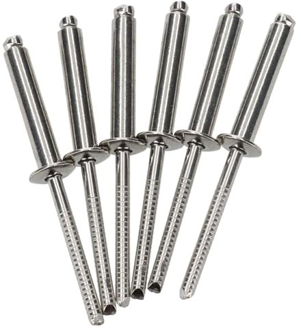 HEAVYTOOL Blindnieten Grip Dorn Ø4mm x 8mm (100 Stück) (Klemmbereich 2,5-4,5mm) DIN 7337 A Ähnl. UNI 9200 A EN ISO 1598 Edelstahl V2A AISI 304 Popnieten Nieten Blindniete Edelstahlnieten
