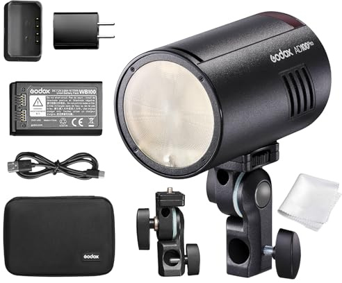 Godox AD100Pro AD100 Pro Monolight, 100Ws 2.4G Flash Light, 1/8000 HSS, 0.01-1.5s Recycling, 360 Full Power Flashes, 2600mAh Battery, Support TTL/M/Multi-Functions, Lightweight Compact, OLED Panel