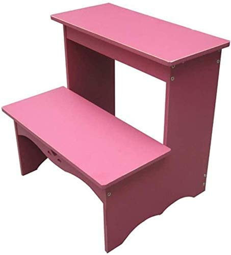 GJSN Outdoor Home Dual-Purpose Step Stool,Multi-Purpose Changing His Shoes Stool Two-Tier Ladder Portable Shelf Step Ladders Library Stools,Pink