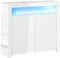 HOMCOM LED Storage Cabinet, Cupboard with High Gloss Front and RGB Lighting, Modern Sideboard for Entryway, Dining Area, Living Room, White