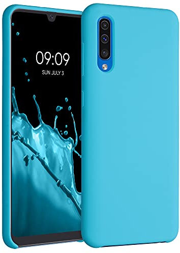 kwmobile Hülle kompatibel mit Samsung Galaxy A50 Hülle - Silikon Handy Case - Handyhülle weiche Oberfläche - kabelloses Laden - Meerblau