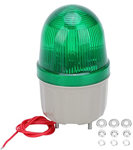 Fafeicy LED-Blitzlicht, 5W 220VAC Warnleuchte, 360 ° Vollabdeckung LED-Lampen-Ton- und Beleuchtungsalarmausrüstung, für Bürogebäude, Schulen, Tasten Und Anzeigen (Grün)