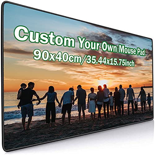 Individuelles Foto-Mauspad, große professionelle Gaming-Mausmatte mit genähten Kanten, kreatives Geschenk, personalisierte Schreibtischunterlage 90x40 cm