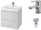 VBChome Badmöbel 60 cm Grau mit Armatur und Pop-up ventil Waschbecken mit Unterschrank Waschtisch 2-Schubladen Hängeschrank Click-Clack