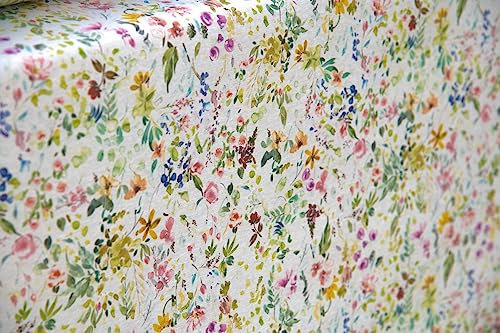 Staab's Stoff wasserabweisend Baumwolle beschichtet verschiedene Dekore (in 50cm Schritten) (Breite 140 cm x Länge wählbar) (Blumen klein Wasserfarboptik)