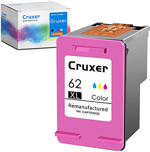 Curxer wiederaufbereitete Tintenpatrone, hohe Kapazität, Ersatz für HP 62 62XL 62 XL C2P07AE, kompatibel mit Envy 5540 5660 7640 7645 Officejet 250 5740 5745 5746 8040 Drucker (1 Packung, dreifarbig)