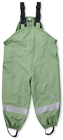 Sterntaler Regenhose gefüttert uni - Kinder Regenhose wasserdicht - Unisex Matsch- und Buddelhose mit verschweißten Nähten und elastischen Hosenträgern - Regenbekleidung warm - steingrün, Größe 98