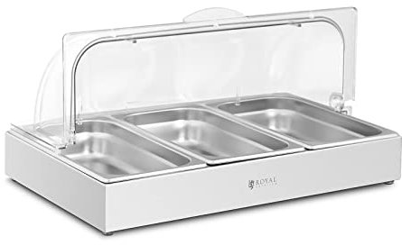 Royal Catering Bandeja de Servicio Rolltop RCCD-RC-03 (Capacidad: 3 x 2,6 L, Dimensiones: 535 x 335 x 250 mm, 3 contenedores GN 1/3)