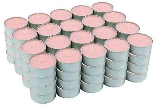 Pack de 80 Velas de Té Perfumadas, Duración de 4.5 Horas, Ideales para Aromaterapia, Decoración y Relax (Aroma de Fresa con Nata)
