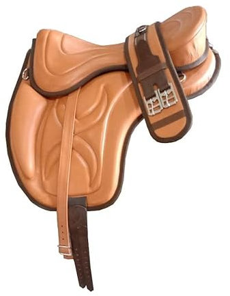 Wonder WishBaumloser Freemax-Pferdeleder-Brauner Softy-Sattel 12 Zoll bis 18 Zoll mit passendem Gurt