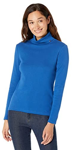 Tommy Hilfiger Women's Long Sleeve Turtleneck Sweater, True Blue, M