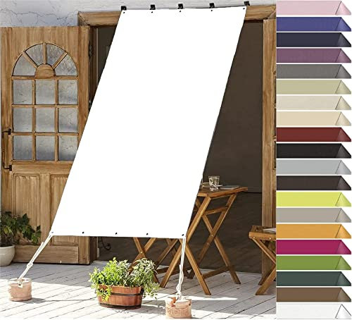 RYNS Sonnensegel für Gartenpavillon Sunset Deluxe 100x240cm Sonnenschutz UV Schutz Wasserabweisend Sonnensegel Rechter Winkel Mit Spannseilen Für Terrasse Camping, Weiß