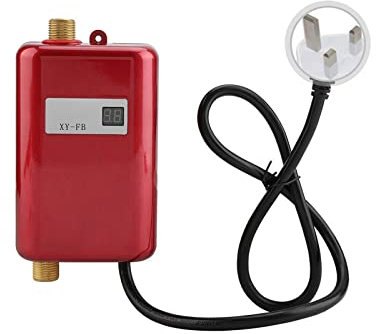 Mini Electric Water Heater, 3000W Instant Tankless Hot Water Heater Boiler with LCD Display, Under Sink Basin, Water Heater System for Kitchen Bathroom Washing (Red)