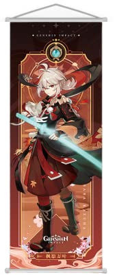 1 x Genshin Impact Scroll-Poster Wandbehang geschmiedetes Tuch Malerei Dekor Wohnzimmer Schlafzimmer Kunstdruck 70 x 25 cm (Kaedehara Kazuha)