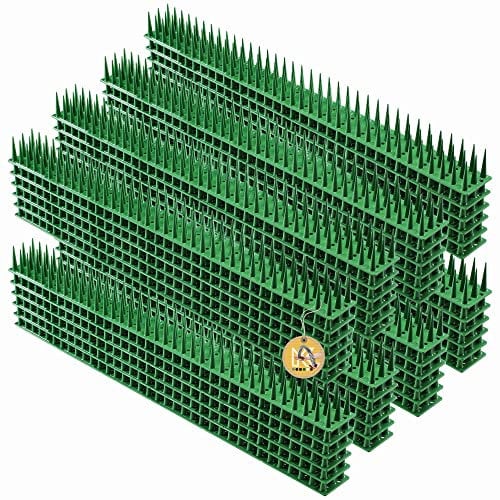 KADAX 48 Stück Vogelabwehr Spikes, Kunststoff, 51x4x3,5 cm, 3-reihig, für Tauben, Katzen, Marder, Zaun, Balkon, Dach, Fensterbank, robust und wetterbeständig, frei zuschneidbar, Grün