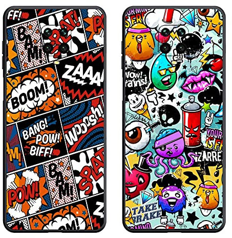 Abuenora Cover per Xiaomi Redmi Note 9 PRO/Redmi Note 9S, [2 Pezzi] Custodia Sottile Morbida Silicone TPU Antiurto Case Protegge Lo Schermo e la Fotocamera con Disegni Group A