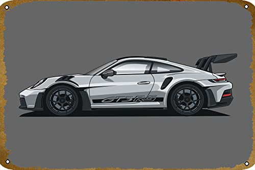 Metall-Blechschild 911 992 GT3 RS grau, Retro, 30,5 x 20,3 cm, Vintage-Poster, Kunstwerk, Geschenke für Zuhause oder Büro, Straße, Tor, Bars, Club, Restaurants, Cafés