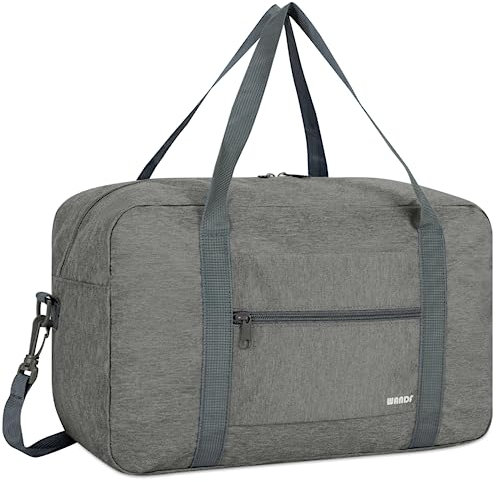 Handgepäck Tasche für Flugzeug Reisetasche Klein Faltbare Handgepäck Ryanair 40x20x25cm Sporttasche Krankenhaustasche Weekendertasche von WANDF (Denim Grau 20L mit Schultergurt)
