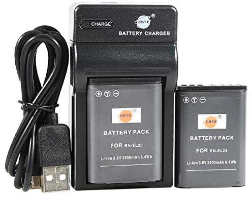 DSTE EN-EL23 Batterie Li-ION (2 pièces) et Chargeur Micro USB Compatible avec Nikon Coolpix P600 S810c P900S Digitalcamera