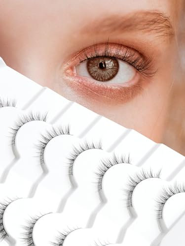 Lashes Cat Eye Wimpern Falsche Wimpern 10MM Fake Lashes Flared Künstliche Wimpern C Curl Natürliche Wimpern Siligli Short Lashes Pack 7 Paar