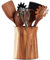 LOHONER Porte-ustensiles en bois pour comptoir, support à ustensiles de cuisine rotatif à 360°, grand pot en bois d'acacia de 18,3 x 15,2 cm, décoration de cuisine de ferme