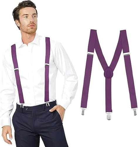 Theaque Bretelle regolabili da uomo con cinghie elastiche Y-Back, bretelle da trekking sotto i vestiti, Viola, 1