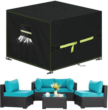 VDISRR Abdeckhaube Gartenmöbel, 420D Oxford Abdeckhauben Für Tische 135x135x75cm, Gartentische Schutzhülle mit Belüftungsöffnungen Wasserdicht, UV-beständig, Staubfest, Winterfest für Terrassenmöbel