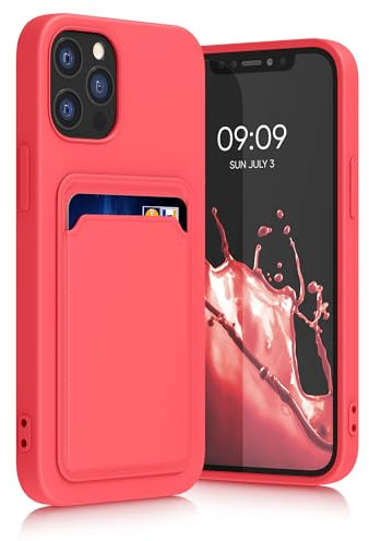kwmobile Custodia Compatibile con Apple iPhone 12 / iPhone 12 Pro Cover - Back Case Cellulare con Slot Porta Carte - Morbida in Silicone TPU rosa shocking